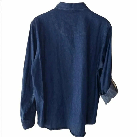 Sunflower embroidered Denim button down shirt - Picture 3 of 5